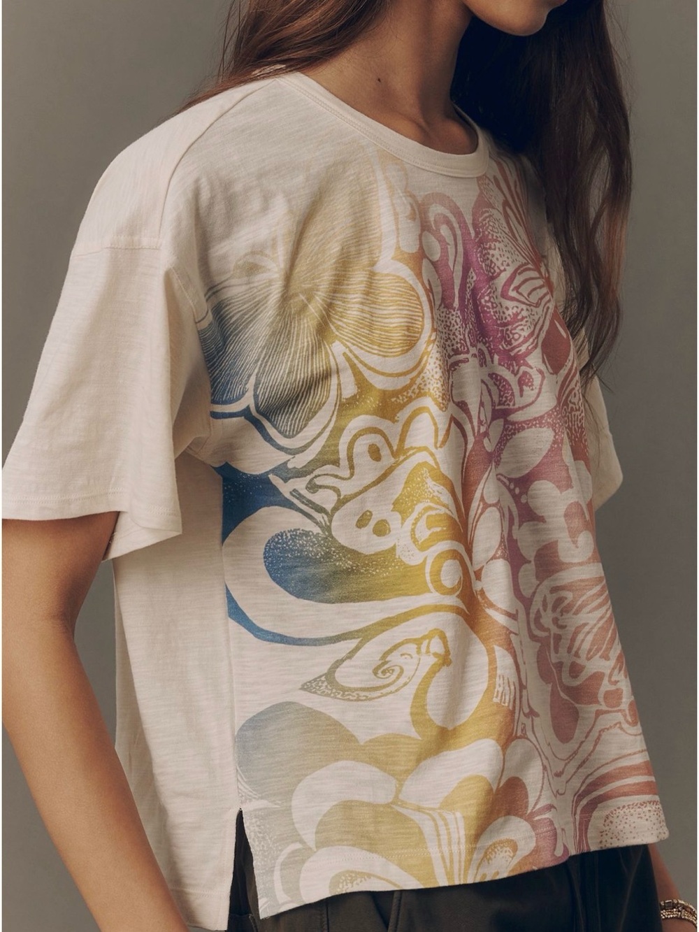 NWT Anthropologie Pilcro Notched Hem Tee Med - Picture 3 of 5